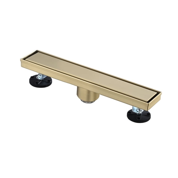 JERFIT 12" Modern Linear Shower Drain in Brushed Gold, Stainless Steel Channel with Tile Insert & Removable Hair Catcher for Easy Cleaning