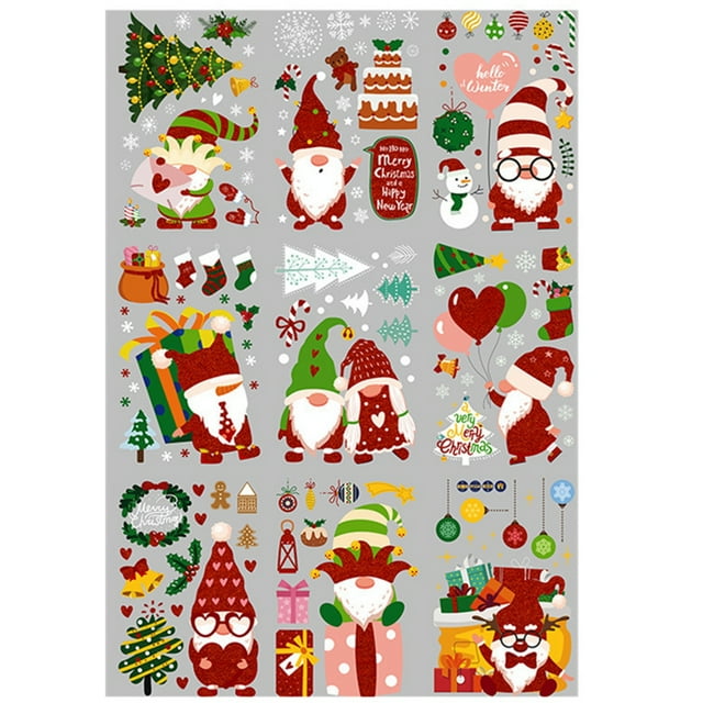 Coxeer Christmas Cling Plastic Reusable Glueless Decorative Holiday Cling Window Cling