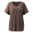 thumbnail image 5 of Hauaitttt Short Sleeves V Neck Plain Color Soft Loose Fitting Summer T Shirts Women Long Shirt Women T Pack Running Shirts Women Casual Shirts Shirts for Women Casual Summer Shirts Women Casual Long, 5 of 6