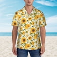 thumbnail image 2 of Honeii Beautiful Countryside Sunflower Print Men’s Hawaiian Shirt,Classic Button-Down Short Sleeve Shirt, for Beach, Vacation, and Outdoor Activities,X-Large, 2 of 7