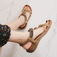 thumbnail image 6 of Womens Sandals Mid Wedge Heel Comfort Flats Shoes with Slip on Sandals for Women Casual Summer Dress Shoes Ankle Elastic Bohemian Beach sandals, 6 of 8