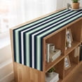 thumbnail image 6 of Green Navy Blue Striped 108 Inch Table Runner, Chic Abstract Lines Geometric Farmhouse Dresser Scarf Cotton & Linen Tablerunner for Dining/Kitchen Island/Holiday Party Décor 13" x 108", 6 of 9