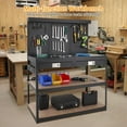 thumbnail image 5 of Kojooin Workbench with 2 Drawers, 48"x 24" Work Table for Garage, Heavy Duty Work Bench with Power Outlets and Pegboard, Metal Tool Workstation for Garage, Workshop, 5 of 8