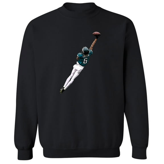 Black DeVonta Smith Eagles The Catch Crew Neck Sweatshirt