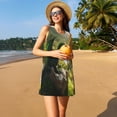 thumbnail image 3 of Picia Deep Forest Stone Green Dragon Print Women’s Sleeveless Midi Swing Dress – A-Line Pleated Tank Sundress, Comfortable and Flowy T-Shirt Dress, 3 of 7