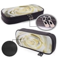 thumbnail image 4 of Lsque White Rose Printed Big Capacity PU Leather Pencil Case Large Pencil Pouch Stationery Pen Bag Pencil Holder for Teen, 4 of 6