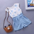thumbnail image 4 of GYRATEDREAM Toddler Baby Girls Summer 2Pcs Outfit Bow on The Front Sleeveless Vest Tops and High Waist Shorts Set Cute Clothes for 6-12M Blue, 4 of 9