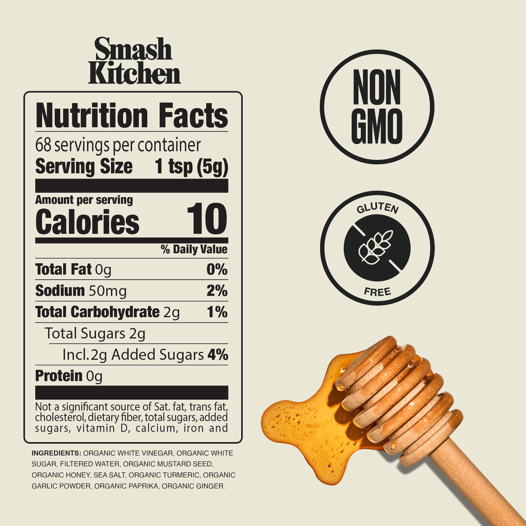 (12 pack) Smash Kitchen Organic Honey Mustard Sauce, 12 oz Bottle