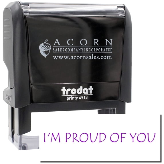 Large Self-Inking I'm Proud Of You Stamp, Trodat Printy 4913, Press and Print Stamping, Impression Size 7/8" x 2-1/4", Up to 10,000 Impressions - Purple Ink