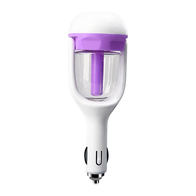 Mini humidificador de aire Plug and Play difusor de aroma portátil para coche (púrpura)