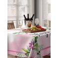 thumbnail image 6 of Easter Table Cloth, Waterproof Tablecloth for Rectangle Tables, Spring Watercolor Flower Leaf Plant Pink Reusable Washable Fabric Table Cover for Restaurant Kitchen Dining Tables 60"x84", 6 of 9