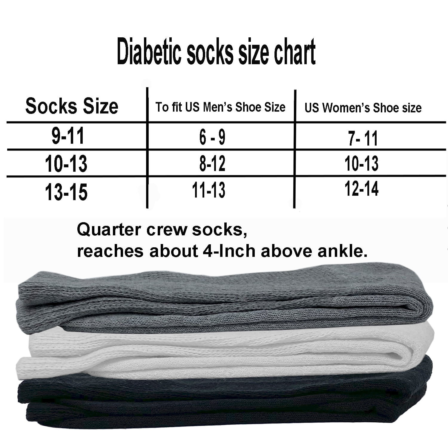 Glory Max 12 Pairs Men's Women's Diabetic Circulatory Ankle Quarter Gray Cotton Socks Size 9-11