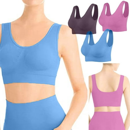 

TANGNADE 3-Pack Seamless Sports Bra Wirefree Yoga Bra with Removable Pads for Women Multicolor 6XL