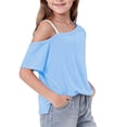 thumbnail image 6 of hoksml Girls One Shoulder T-Shirt, Short Sleeve Casual Top, Kids Off Shoulder Tee for Back to School, 6 of 9