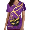 thumbnail image 3 of BiZtdJrK Mardi Gras Scrubs for Women Medical V Neck Short Sleeve Working Shirts 2025 Summer Fashion Graphic Scrub Tops with Pockets Purple M, 3 of 6