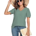 thumbnail image 3 of DreamFish Women's Tops Summer V Neck Tops Puffy Short Sleeve Tunic Casual Eyelet Top, 3 of 5