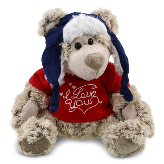 DolliBu I LOVE YOU Polar Bear with Clothes Plush - Cute Stuffed Animal with Red Shirt For Valentine, Anniversary, Romantic Date, Boyfriend, or Girlfriend Gift - 10 Inches