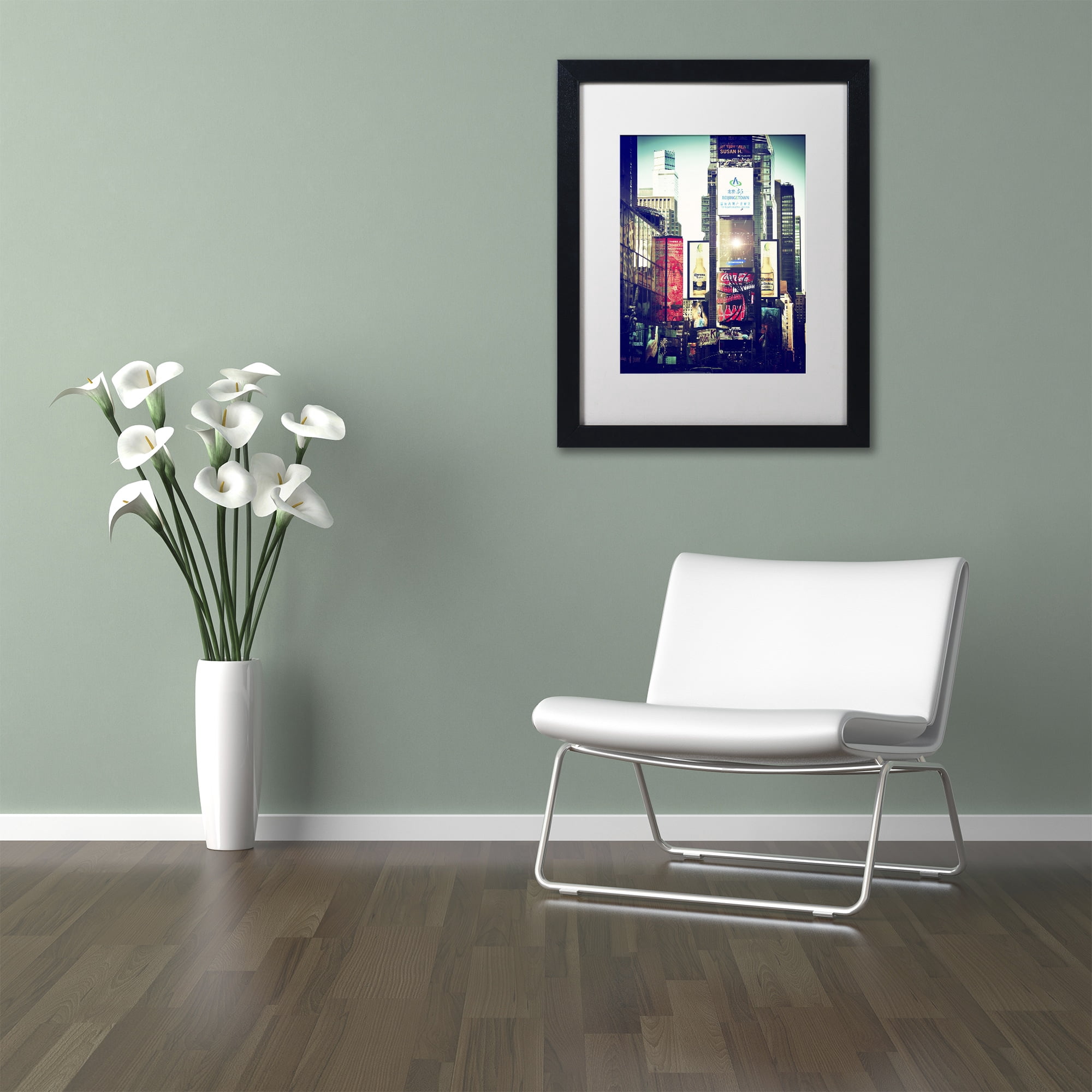 Trademark Fine Art "Times Square" Canvas Art by Philippe Hugonnard, White Matte, Black Frame