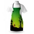 thumbnail image 3 of Halloween Apron Witches Dancing with Fire and Flying at Halloween Ancient Western Horror Image, Unisex Kitchen Bib Apron with Adjustable Neck for Cooking Baking Gardening, Green Black, by Ambesonne, 3 of 3
