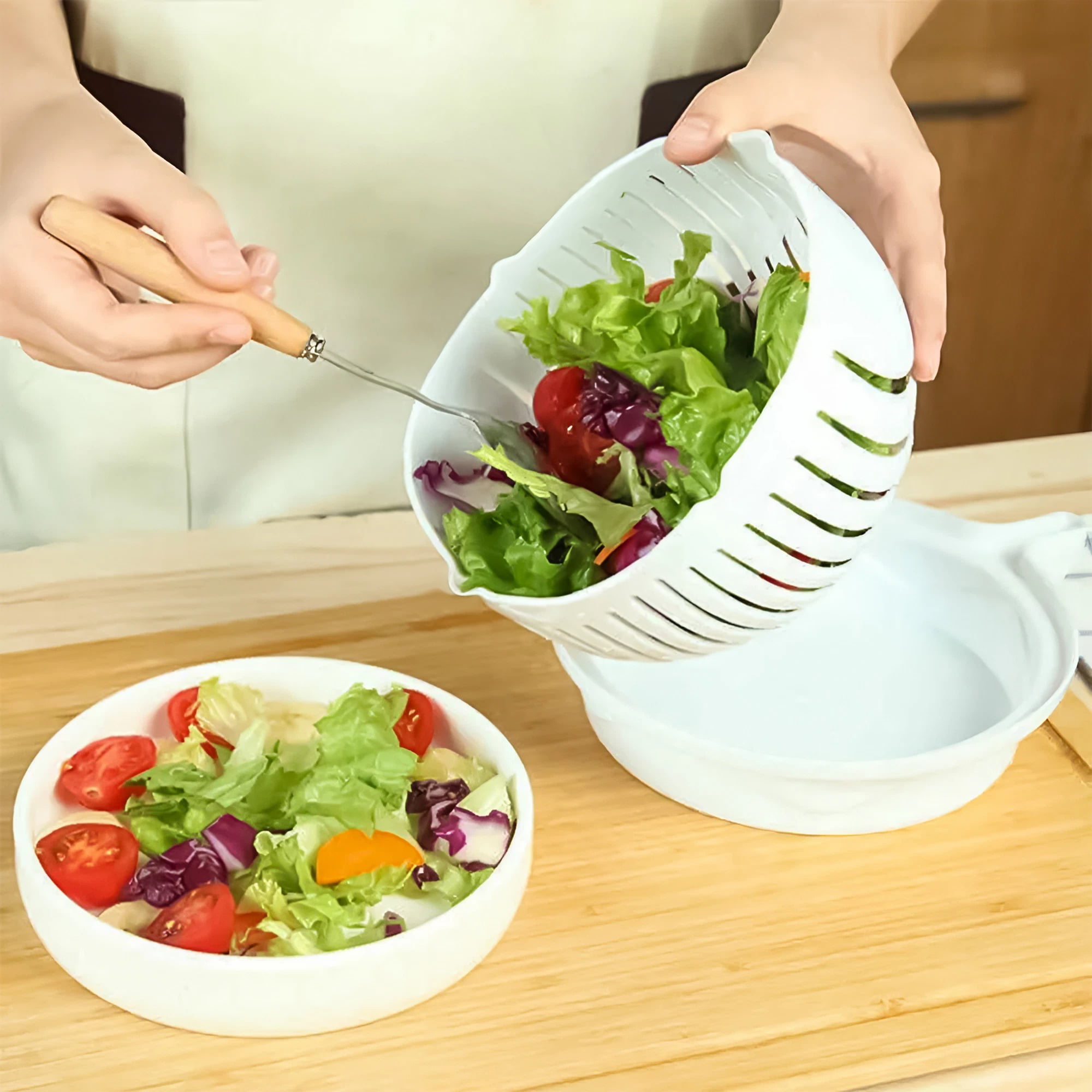 Hoghaki Salad Chopper, Snap Salad Cutter Bowl, Fast Salad Cutter Bowl,  Multi-Functional Veggie Chopper, Salad Chopper Bowl and Cutter with Lid,  Salad