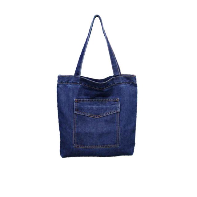 Bolso de lona para mujer Bolso de mano de gran capacidad para compras de mezclilla Bolso de hombro de libro para estudiantes Mochila AweSitey BB2810-04