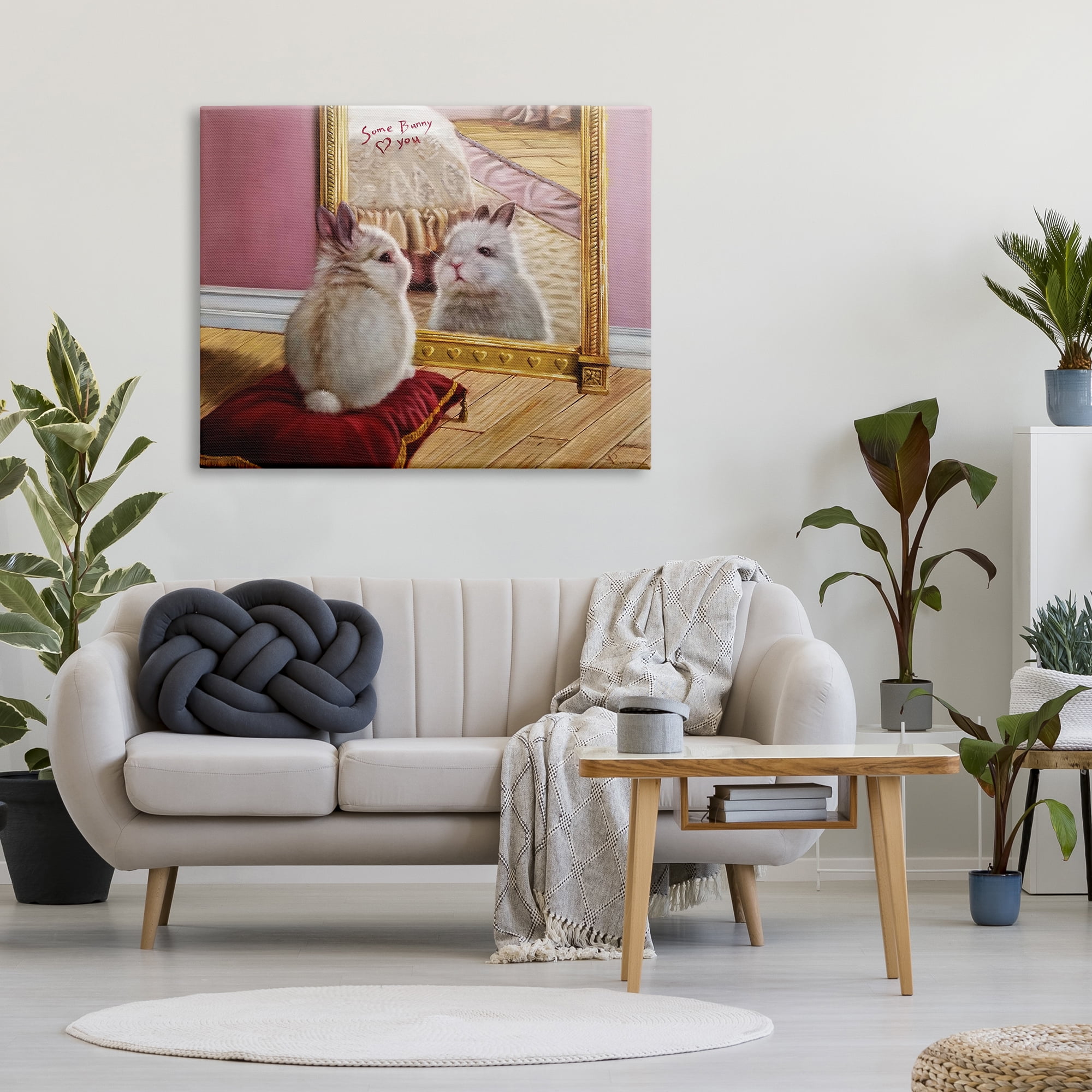 Stupell Industries Some Bunny Loves You Adorable Rabbit in Mirror, 36 x 48, Designed by Lucia Heffernan
