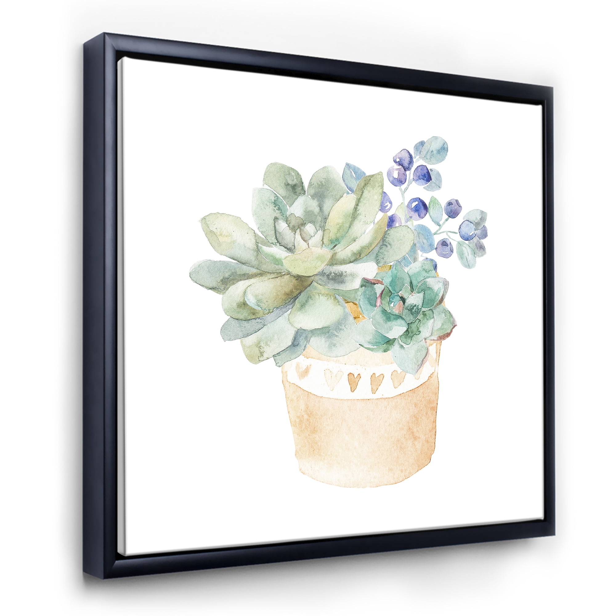 Designart 'Succulent Flower In Terracotta Clypot II' Traditional Framed Canvas Wall Art Print