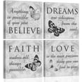 thumbnail image 2 of Large Inspirational Butterfly Wall Art - 4 Panels Grey Canvas Print - Faith Love Dreams Believe Calligraphy Canvas Wall Decor - Motivational Posters for Home Office Decor (B01, 16x16inch), 2 of 6