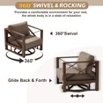 thumbnail image 6 of JXXM 5 Piece Outdoor Swivel Rocker Chair Set with Ottomans & Side Table, 360° Swivel Rocking Patio Chairs, Aluminum Frame, 5.2" Thick Cushions, 24" Wide Seat, 380 lbs Capacity for Porch Deck Backyard, 6 of 8