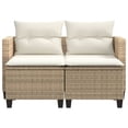 thumbnail image 2 of vidaXL Garden Sofa 2-Seater with Stools Beige Poly Rattan, 2 of 5