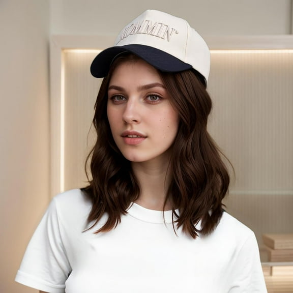 HNMKIU Stylish Unisex Canvas Trucker Baseball Cap Adjustable Outdoor Casual Hat With Mommin Embroidery Design For Daily Wear White,One Size