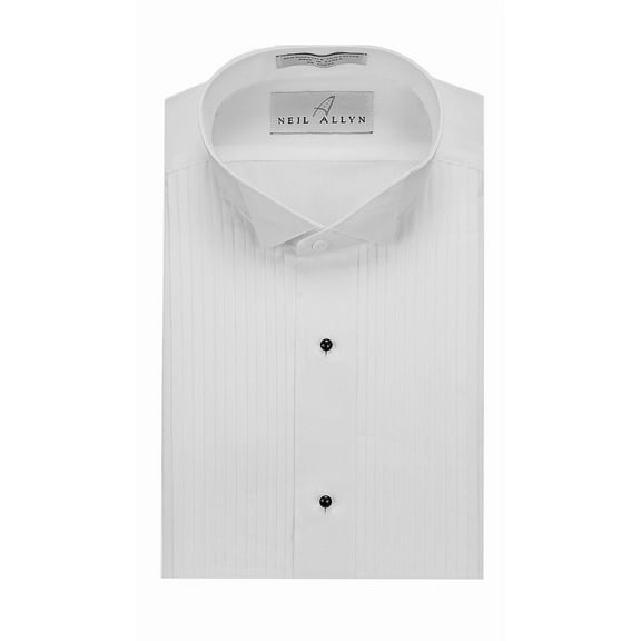 Neil Allyn Men's SLIM FIT Wing Collar 1/4" Pleats Tuxedo Shirt-XS-32-33