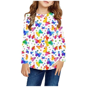 Huvoen Sweat à Capuche Unisexe pour Bébé, Manches Longues, Col Rond, Blouses & Chemises pour Filles, Imprimés Manches Longues, Col Rond Mignons, Hauts Habillés Décontractés, Vêtements Multicolores 9 Ans