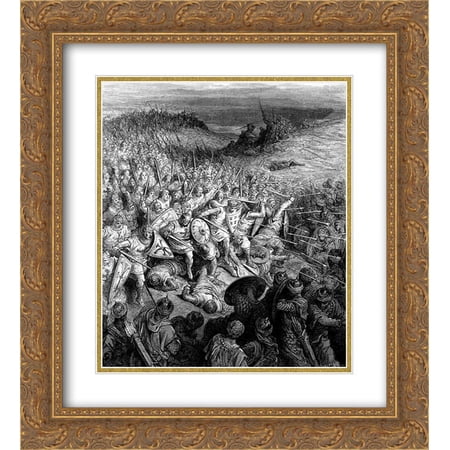 Gustave Dore 2x Matted 20x24 Gold Ornate Framed Art Print 'The Battle of Dorylaeum'