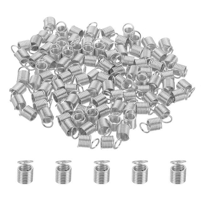 Unique Bargains Embouts de Cordon, 100 Pcs Embouts de Ressorts Métalliques 6x9mm Embouts de Terminateurs à Ressorts Argentés