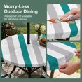 thumbnail image 5 of Round Outdoor Tablecloth with Umbrella Hole and Zipper, Teal Grey Striped Tablecloth with Elastic Waterproof, Geometric Vertical Stripes Minimalist Patio Table Covers for 55" - 60" Pool Tables, 5 of 9
