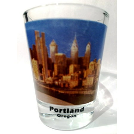Portland Oregon City Skyline Color Photo Shot Glass