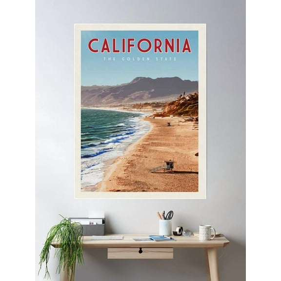 California Vintage Travel Poster Wall Art, Modern Wall Decor For Living Room Bedroom, 8x12 UNFRAMED