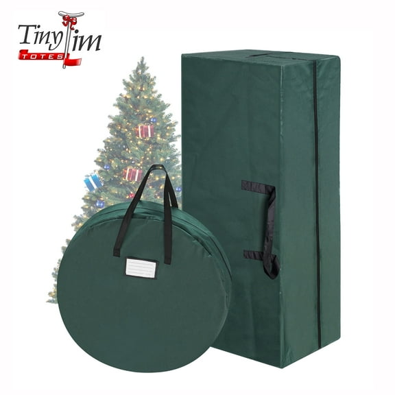 Tiny Tim Totes 2-Piece Christmas Tree and Wreath Storage Containers Set
