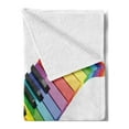 thumbnail image 2 of Music Soft Flannel Fleece Throw Blanket, Vibrant Colored Piano Keyboard Wave Musician Arts Entertainment Harmony Instrument, Cozy Plush for Indoor and Outdoor Use, 60" x 80", Multicolor, by Ambesonne, 2 of 5