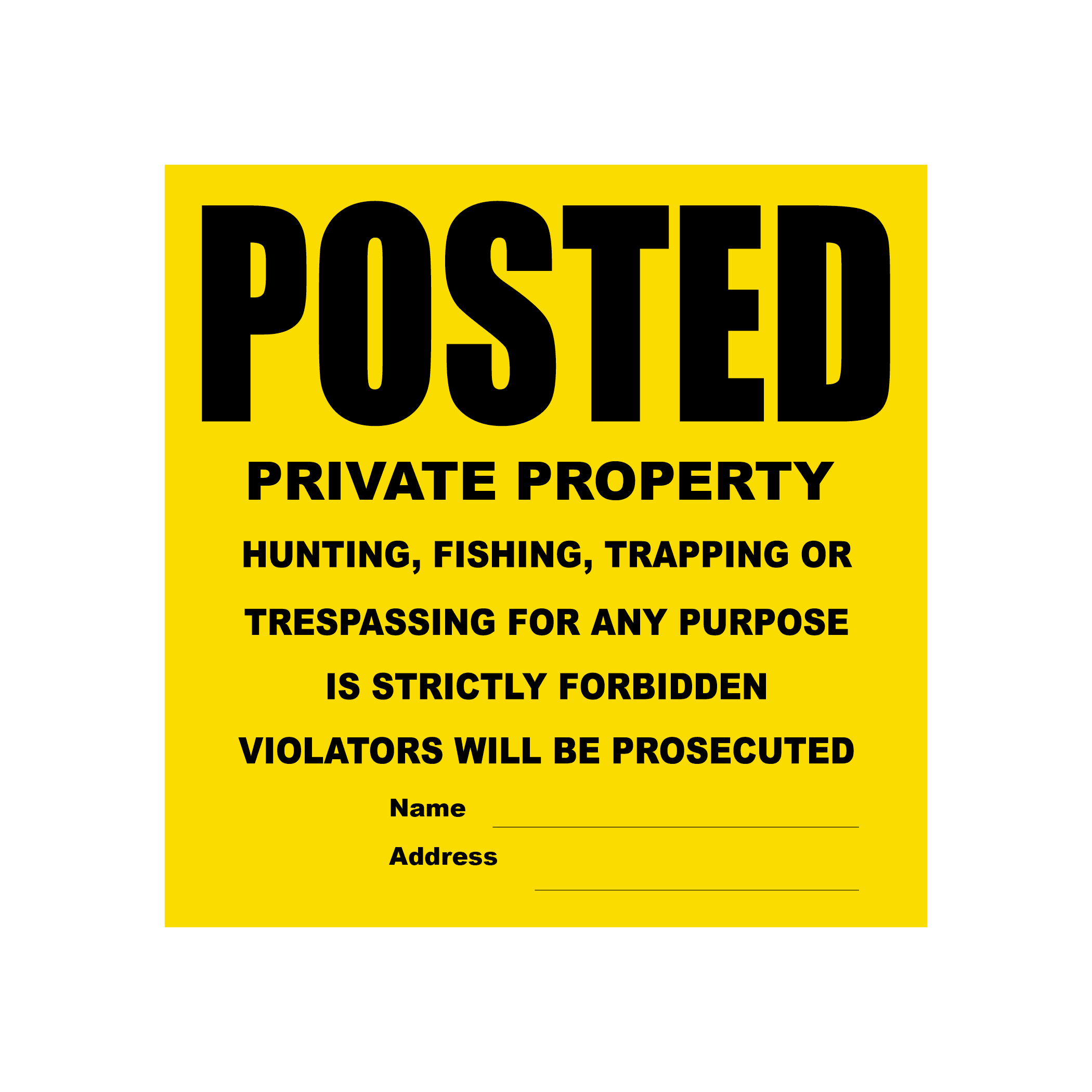 24 Posted Private Property Hunting Signs No Trespassing Yellow 2 Packs of 12 for sale online 