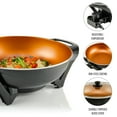 thumbnail image 3 of OVENTE 13 inch Electric Wok, Nonstick Coating Skillet, Tempered Glass Lid, Copper SK3113CO, 3 of 9