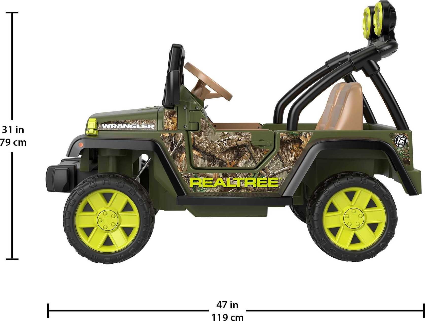 12V Power Wheels Jeep Wrangler RideOn Vehicle with Sounds & Storage in