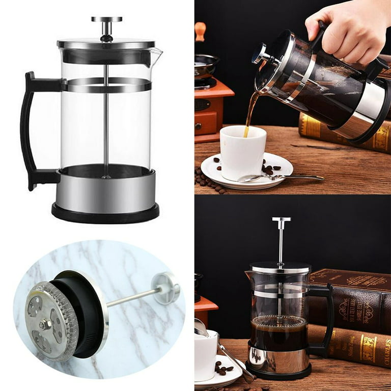 Stainless Steel Plunger Coffee Pot Manual Glass Coffee Press 350ml/600ml French Press Coffee Maker Tea Maker Espresso Coffee 600ml, Size: 600 ml