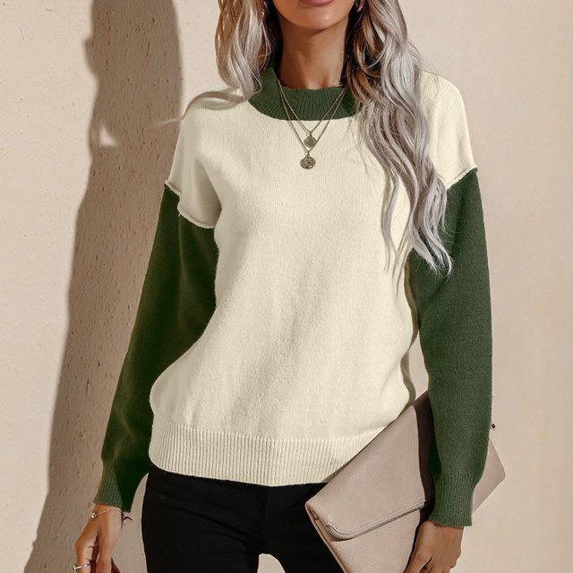 Suéter De Punto Para Mujer, Lavado A Máquina, Manga Larga, Colorblock, Suéter De Punto Para Mujer, Informal, Cómodo, Holgado, Para Uso Diario ANGGREK Otros