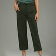 thumbnail image 2 of COSFO Pants for Women Casual Solid High Waisted Green Straight Leg Pants with Pocket Loose Pants, 2 of 7