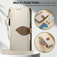 thumbnail image 2 of For iPhone 17 Pro Max Flip Wallet Phone Case,With Shoulder Strap&Wrist Strap,Flip Fold Kickstand,With Card Slots,Zipper Pocket,Leaf Magnetic Closure,Shockproof Anti-fall Phone Case,White, 2 of 13