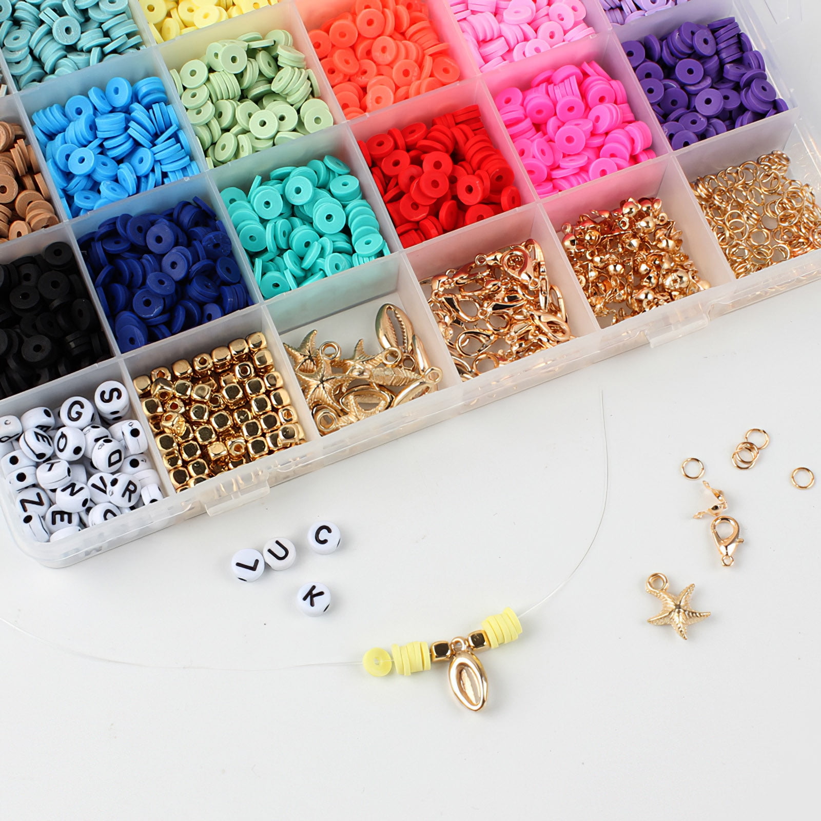 12 Strands Clay Beads for Jewelry Making Caffox 4560pcs 6mm Flat