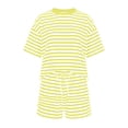 thumbnail image 4 of BOOMNY Womens 2 Peice Sets Striped Short Sleeve Tops Shorts Outfits for Women Summer Casual Matching Sets, 4 of 5