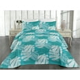thumbnail image 2 of Ambesonne Leaf Print Quilted Bedspread Set 3 Pcs, Hawaii Vibes Tropics, Queen, Teal Sea Blue, 2 of 4